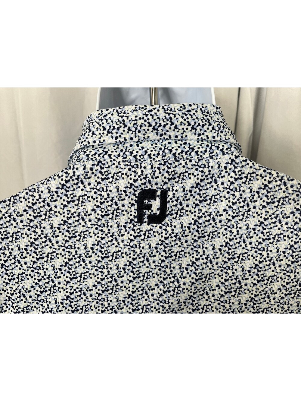 FootJoy FJ Men's White Blue Yellow Unique Print Golf Polo Shirt Large L